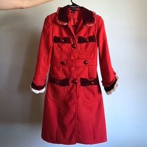 Marc Jacobs red coat velvet designer XS 0